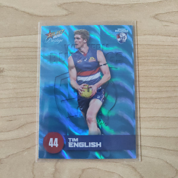 2021 AFL Select Prestige Blue Parallel Tim English Western Bulldogs JUMPER NUMBER No.044/125