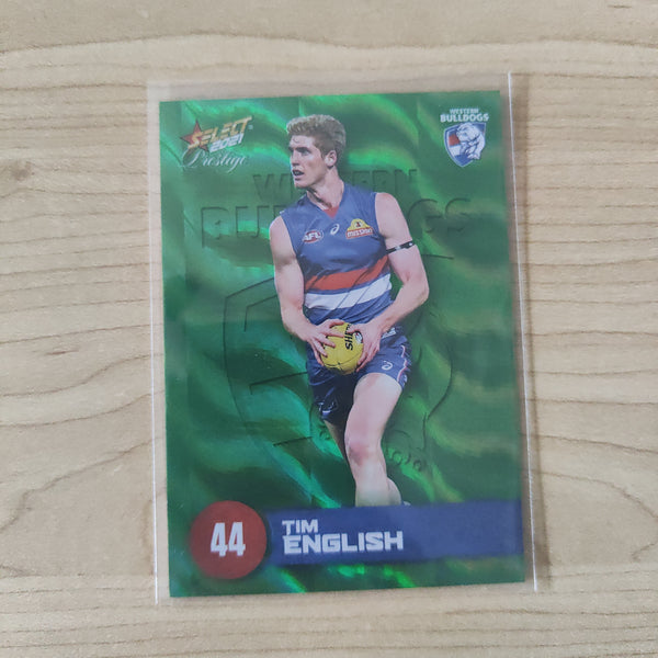 2021 AFL Select Prestige Green Parallel Tim English Western Bulldogs LOW NUMBER No.005/60