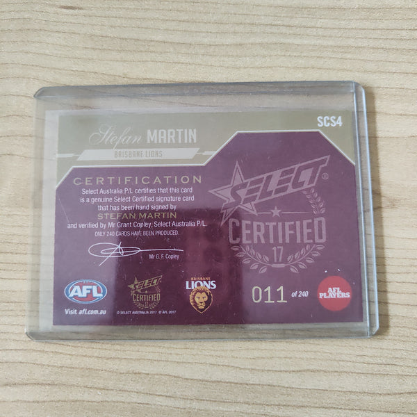 2017 Select Certified Signature Stephen Martin Brisbane No.011/240