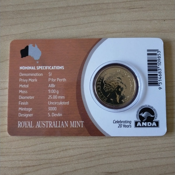 2016 Royal Australian Mint ANDA $1 Mob of Roos Uncirculated "P" Privy Mark Carded Coin