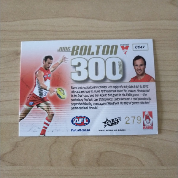 2013 Select 300 Game Case Card Jude Bolton Sydney