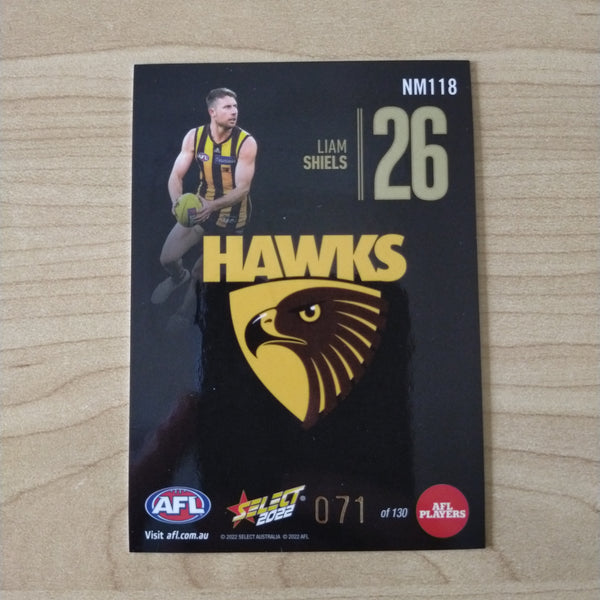 2022 AFL Footy Stars Numbers Midnight Liam Shiels Hawthorn 071/130