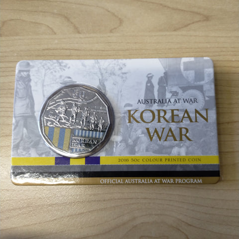 2015 RAM 50c Fifty Cents Australia at War Korean War Coloured Coin
