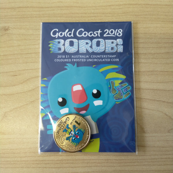 Australia 2018 RAM $1 Commonwealth Games Gold Coast Borobi Counterstamp Coloured Coin