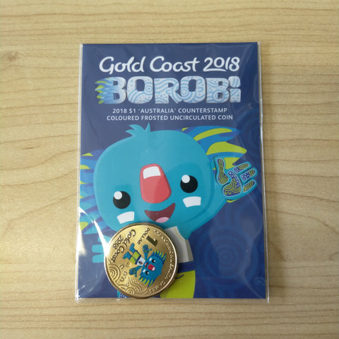 Australia 2018 RAM $1 Commonwealth Games Gold Coast Borobi Counterstamp Coloured Coin