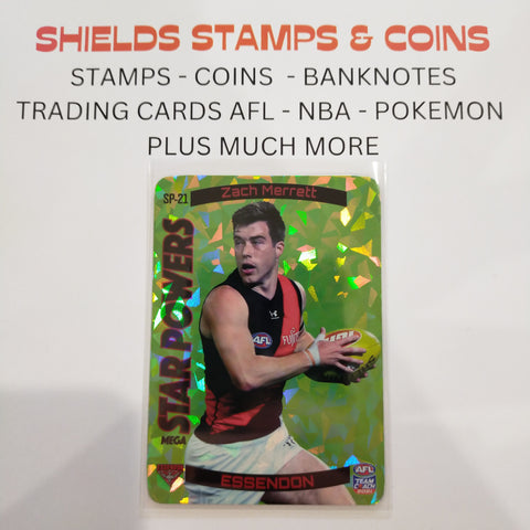 2021 AFL Teamcoach Green Star Powers Zach Merrett Essendon SP-21