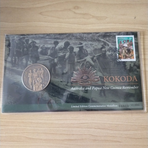 2010 Australia Post Kokoda Australia and PNG Remember Medallion PNC Limited Edition