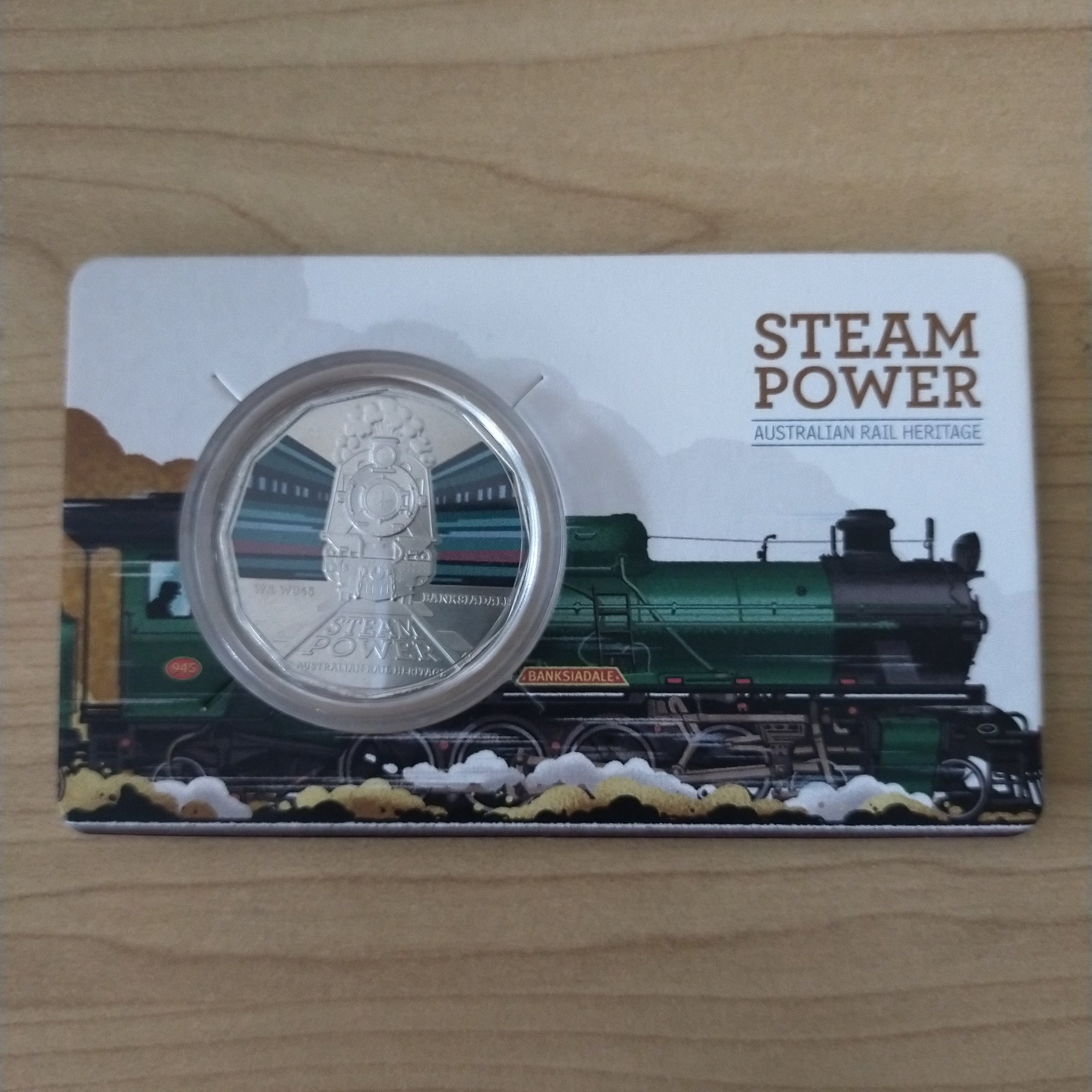 2022 RAM 50c Fifty Cent Steam Power WA W Class W945 Banksiadale Coloured Coin