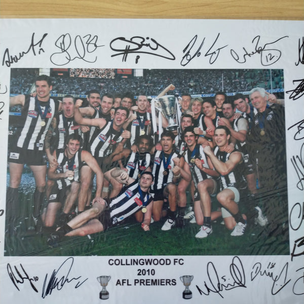 2010 AFL Collingwood Football Club Premiers Photo With Printed Team Signatures