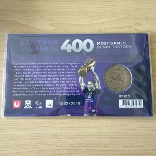 2019 Australia Post Cameron Smith 400 Games NRL Medallion PNC 1832/2019