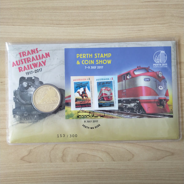 Australia 2017 $1 Trans-Australian Railway 1917-2017 Limited Edition PNC Perth Stamp & Coin Show 153/300