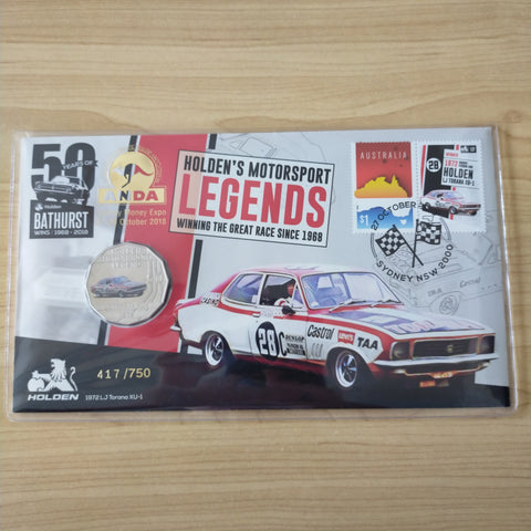 2018 50c 50 Years of Holden Bathurst Wins Limited Edition PNC ANDA Overprint