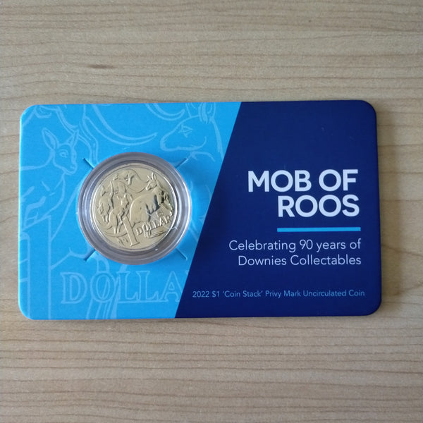 2020 $1 Mob of Roos 90 Years of Downies Collectables Privy Mark Uncirculated Coin