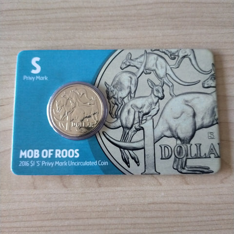 2016 Royal Australian Mint ANDA $1 Mob of Roos Uncirculated "S" Privy Mark Carded Coin
