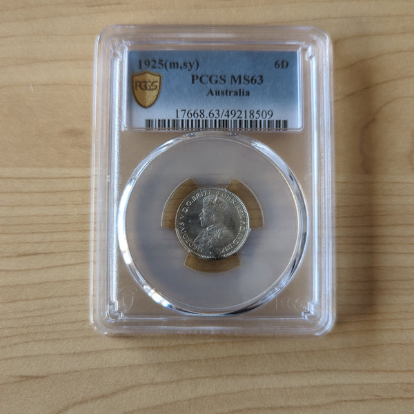 AUSTRALIA 1925 6d Sixpence PCGS MS63 Rare
