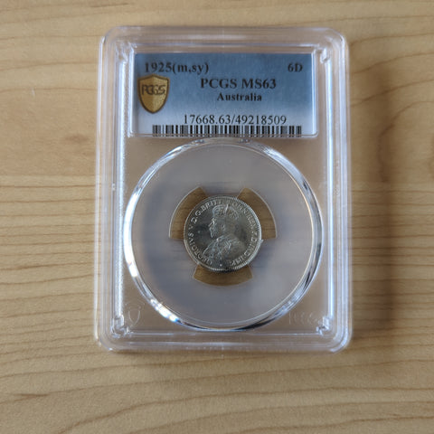 AUSTRALIA 1925 6d Sixpence PCGS MS63 Rare