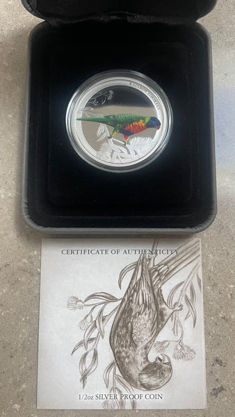 Australia 2013 50c  Perth Mint Birds of Australia Rainbow Lorikeet 1/2oz Silver Coin