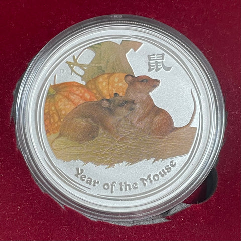 Australia 2008 Perth Mint $1 Lunar New Year of the Rat 1oz Silver Coin