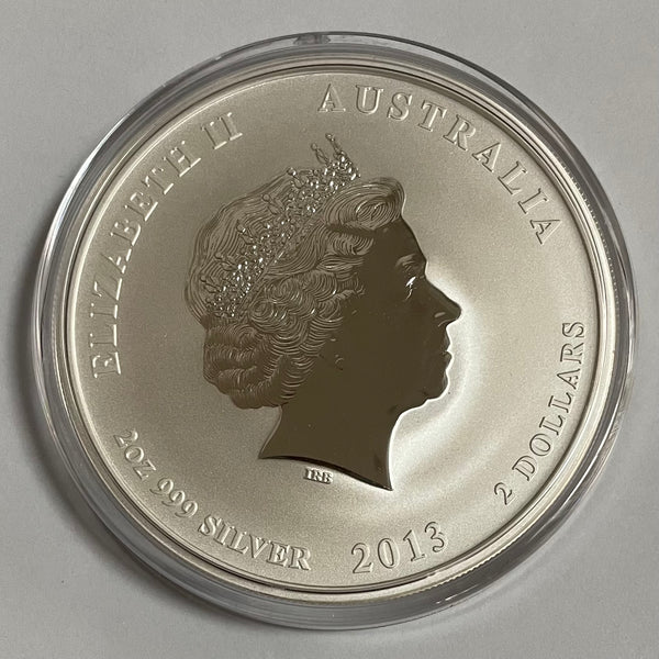 Australia 2013 Perth Mint $2 Lunar New  Year of the Snake 2oz Silver Coin