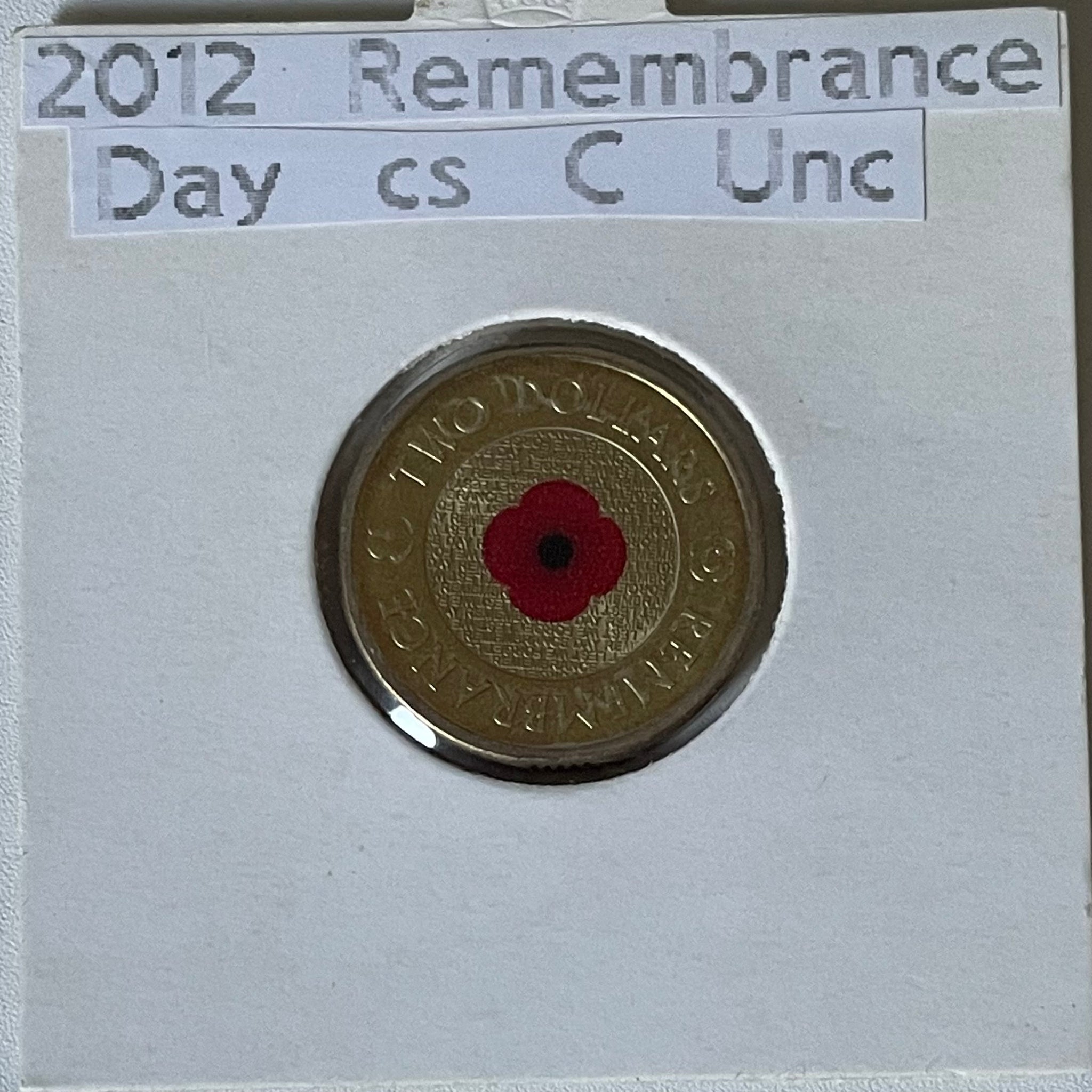 Australia 2012 RAM $2 Remembrance Day Poppy C Mintmark Coloured Coin
