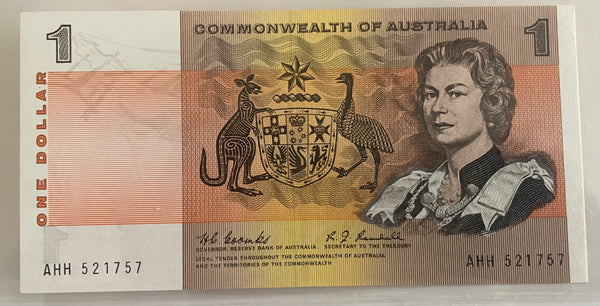 Australia 1967 R72 $1 Commonwealth Of Australia Coombs/Randall Pair UNC