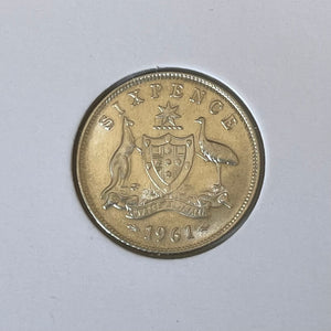 Australia 1961 6d Sixpence Silver Uncirculated Condition