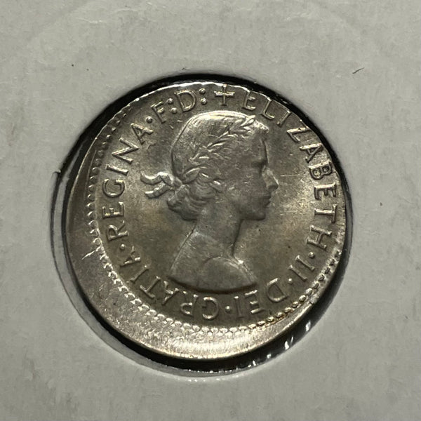 Australia 1963 3d Threepence Mistrike Variety Silver Coin Uncirculated Condition