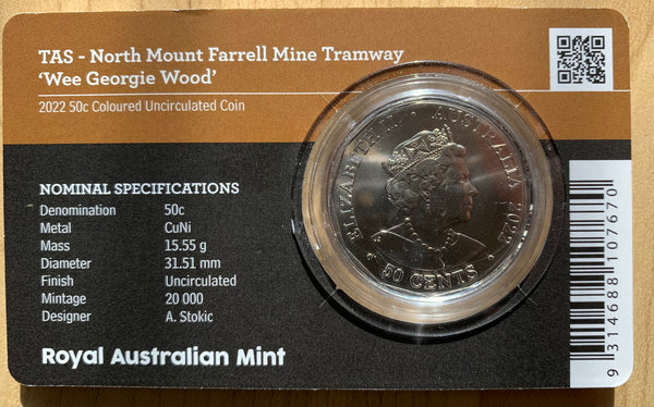 Australia 2022 Tasmanian Steam Train 50c Coin