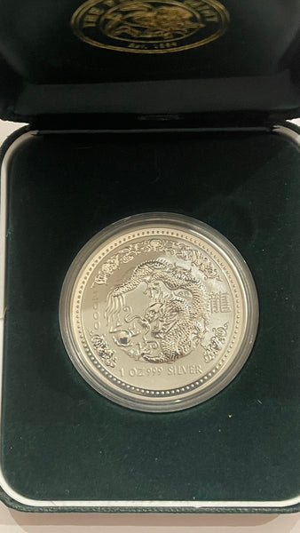 2000 Lunar New Year of the Dragon .999 1oz Silver Coin