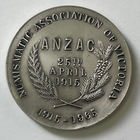 Australia 1965 N. A. V.  Coin Club Anzac Silver Medallion