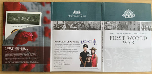 Macquarie Mint First World War Silver 10 Medallion Commemorative Collection with Gold Coin