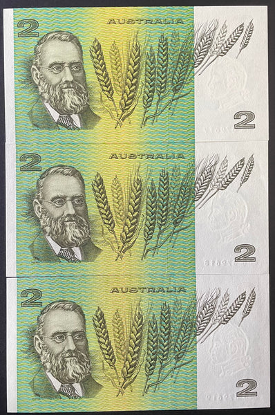 Australia 1985 $2 Johnston Fraser Last Prefix, Uncirculated run of 4. R89