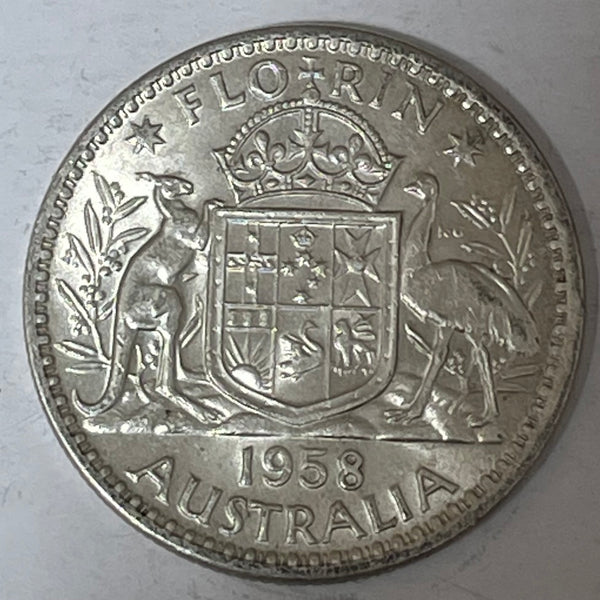 Australia 1958 2/- Florin Silver Coin Uncirculated