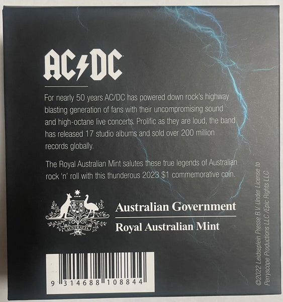 Australia 2023 $1 AC/DC ACDC 1oz Silver Fostered Uncirculated Coin