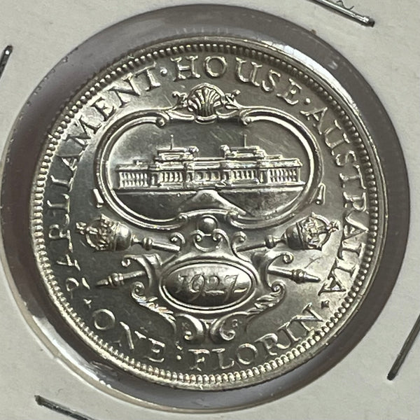Australia 1927 Florin 2/- Canberra Commemorative Brilliant Uncirculated