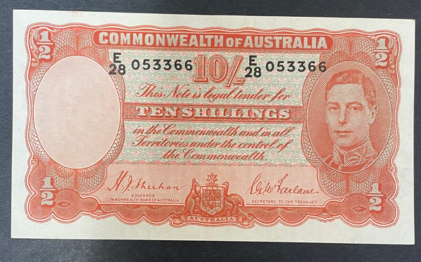Australia Banknote 1939 10/- Ten Shillings Sheehan/McFarlane R12 Note George VI