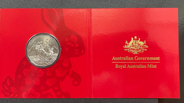 2023 Perth Mint Australian Lunar Year of the Rabbit 50c Uncirculated Carded Coin