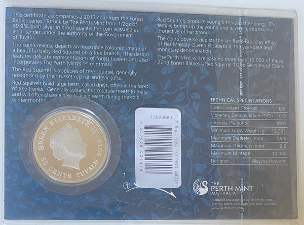 Tuvalu 2013 50 Cents Forest Babies 1/2oz 999 Silver Coin