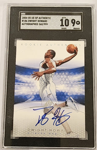 2004-05 NBA UD SP Rookie Authentic #186 Dwight Howard Auto 360/999 SGC 9 Orlando Magic