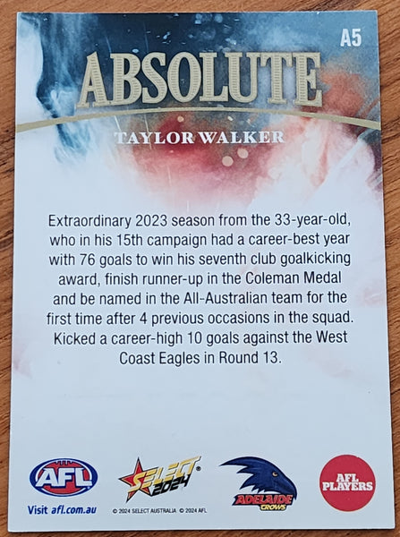 2024 AFL Select Absolute Taylor Walker Adelaide LOW 7/70
