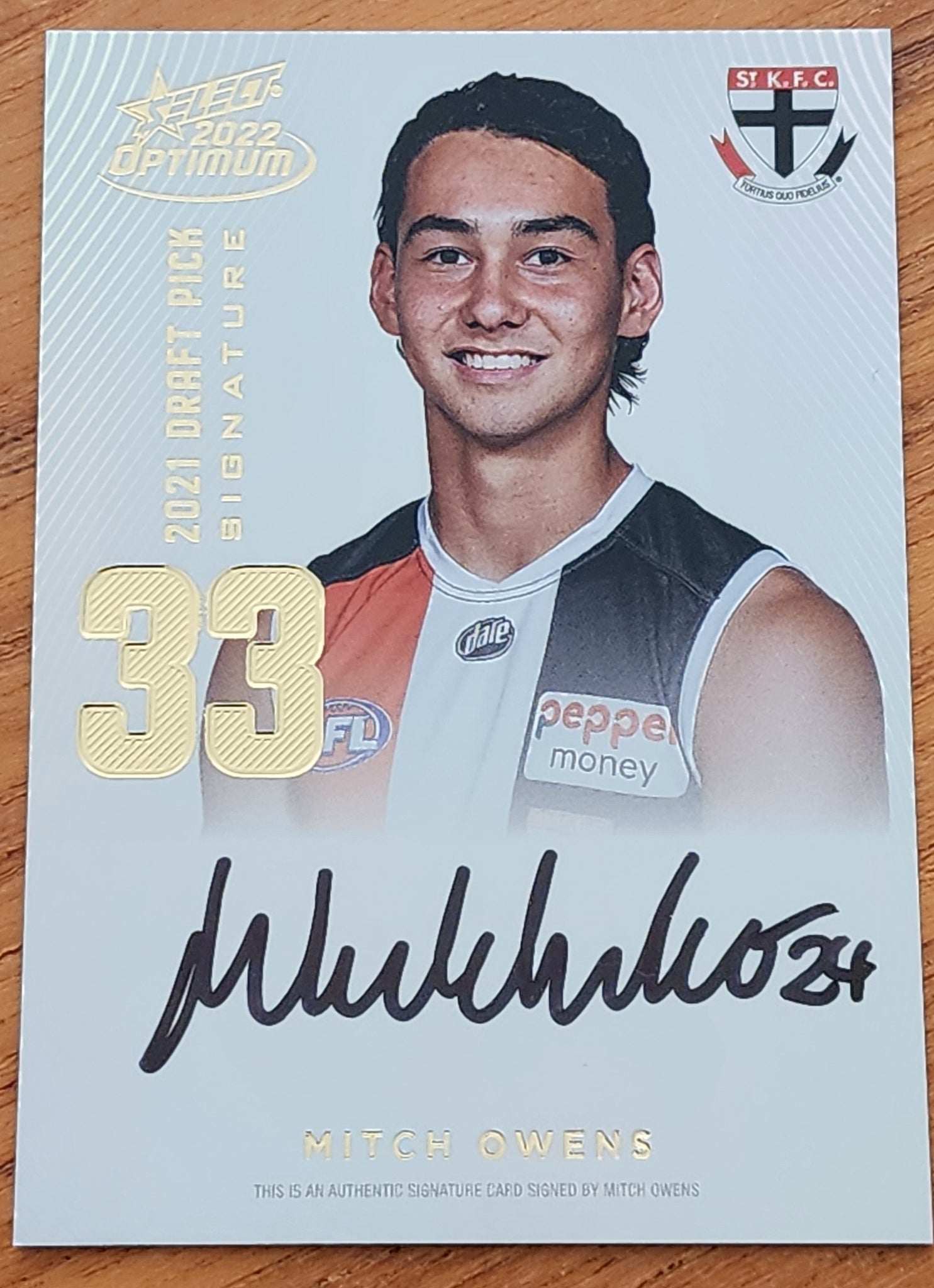 2022 AFL Select Optimum Signature Mitch Owens St Kilda 63/85