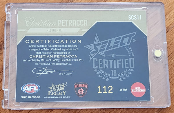 2018 AFL Select Legacy Certified Signature Christian Petracca 112/180