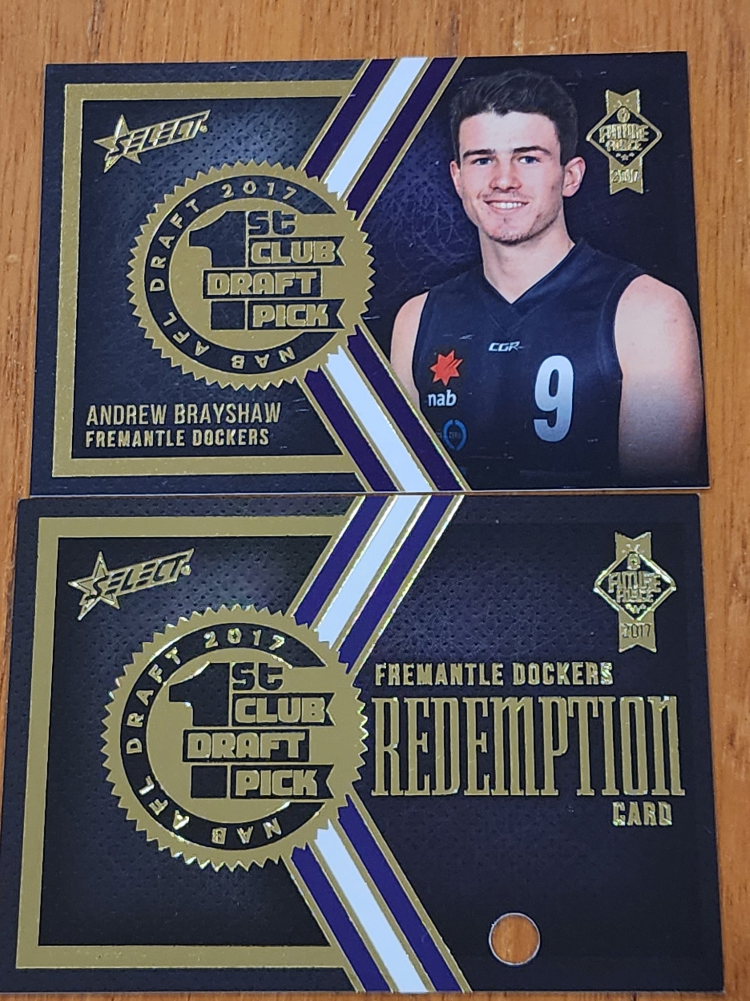 2017 AFL Select Future Force 1st Club Draft Pick Redemption Andrew Brayshaw Fremantle LOW #003
