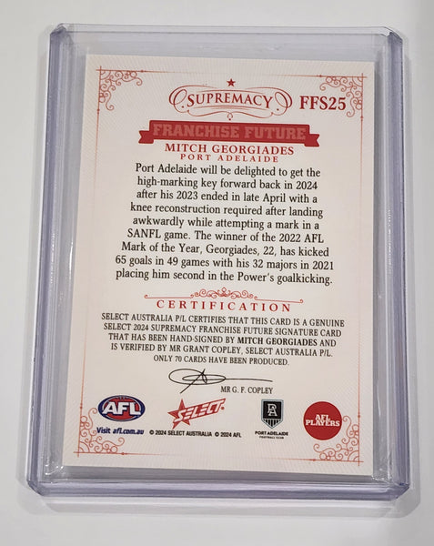 AFL Select Supremacy Mitch Georgiades Port Adelaide Franchise Future Signature 60/70 FFS25