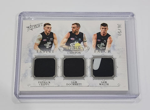 2024 AFL Select Supremacy Triple patch Patrick Cripps Sam Doherty Sam Walsh Carlton 36/50 TP3