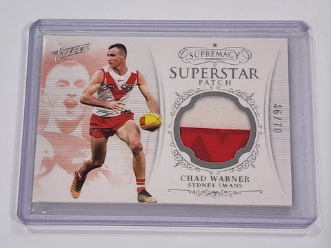 2024 AFL Select Supremacy Chad Warner Sydney Superstar Patch 46/70 SP32