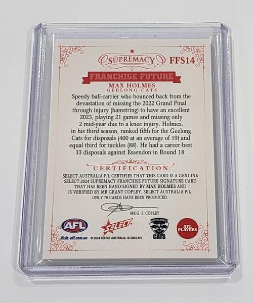 2024 AFL Select Supremacy Max Holmes Geelong Signature Card 16/70  FFS14