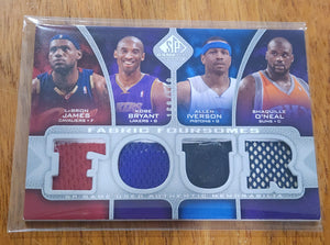 2009-10 SP GAME USED FABRIC FOURSOMES KOBE / LEBRON JAMES JERSEY PATCH CARD