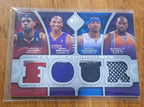 2009-10 SP GAME USED FABRIC FOURSOMES KOBE / LEBRON JAMES JERSEY PATCH CARD