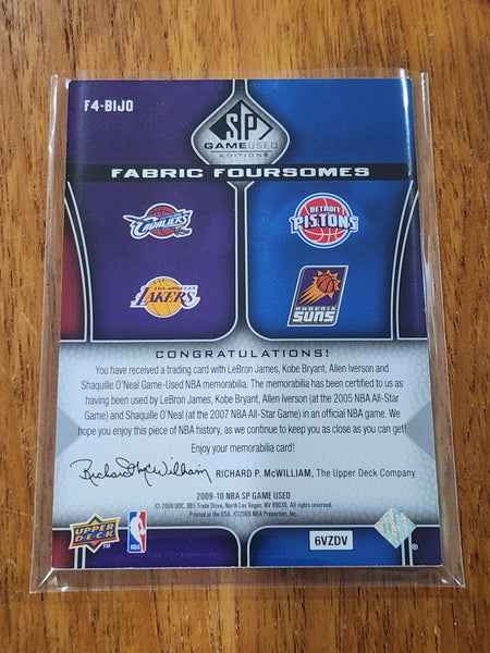 2009-10 SP GAME USED FABRIC FOURSOMES KOBE / LEBRON JAMES JERSEY PATCH CARD